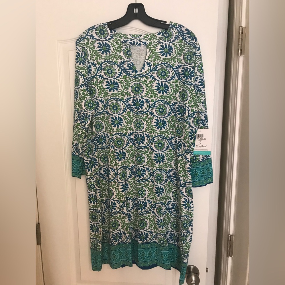 Coolibar Blue and Green Long Sleeve Dress